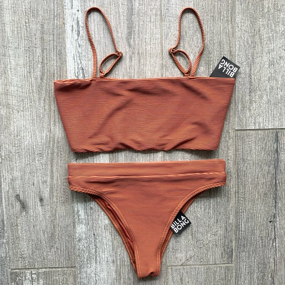 Billabong Rust Ribbed Bikini Set - Picture 3 of 10
